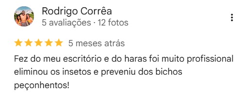 Avaliação de cliente da El Shaday Dedetizadora no Google